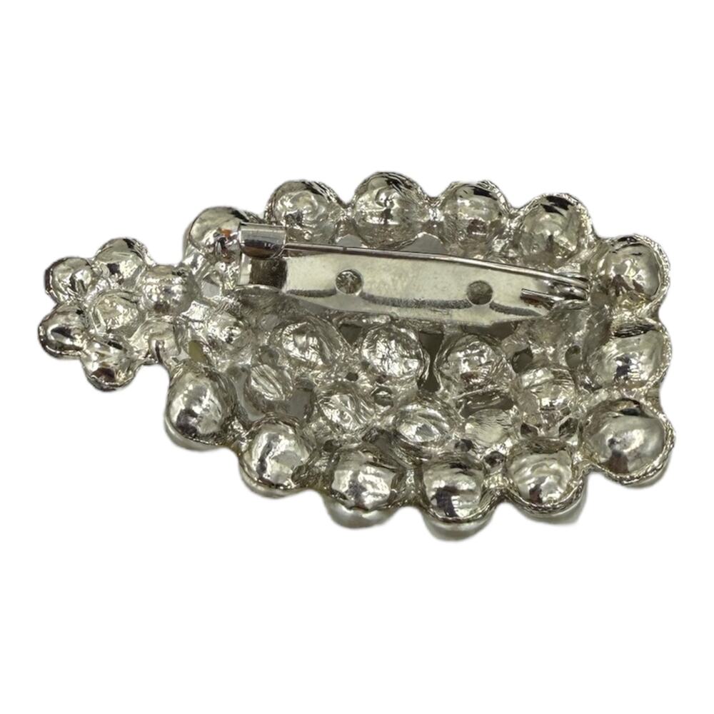 Vintage Simulated Pearl Brooch Silvertone Metal Christmas Tree Pin - Picture 6 of 7